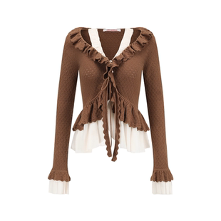 【雪允同款】ORA GENESIS2025年冬季新品时尚针织拼接雪纺开衫