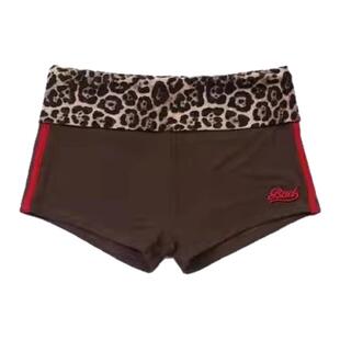 badblood美式复古豹纹裤女小众字母刺绣辣妹包臀折叠低腰短裤百搭