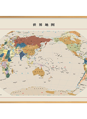 世界中国城市地图电表箱装饰画