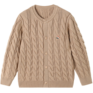 Navigare意大利小帆船女童毛衣26新年秋冬春儿童针织开衫白色外套