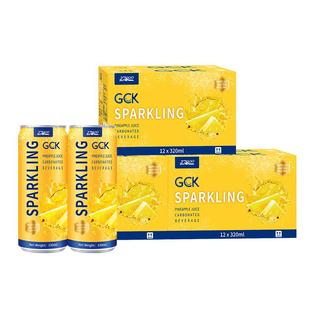 27000 GCK进口菠萝味气泡果汁320ml*12罐*3箱0脂肪休闲果汁饮料