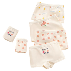 全棉时代女童内裤纯棉平角儿童四角短裤女孩宝宝底裤100%不夹屁屁