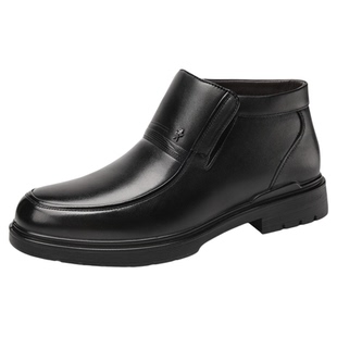 金猴棉鞋男款冬季新款保暖加绒男靴真皮商务休闲系带爸爸棉靴皮靴