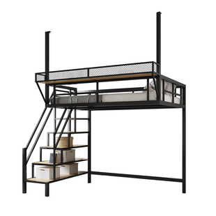 省空间家用铁艺二楼悬空床单上层上床下空阁楼床上铺高低床高架床