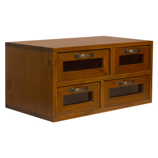 复古木质桌面收纳抽屉柜子手工串珠工具收纳盒实木多层桌上收纳柜