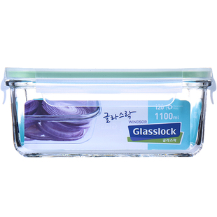 glasslock钢化玻璃保鲜盒微波炉上班族用碗带盖密封便当男女饭盒