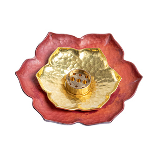 高端手工紫铜莲花香盘家用国风禅意纯铜线香插沉香檀香熏香炉香座