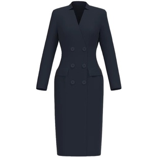 BRANDBYMEI行政女总裁精英标配通勤干练量身剪裁双排扣外套连衣裙