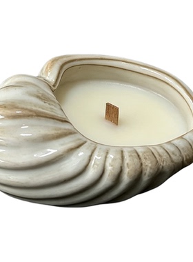 海螺陶瓷香薰蜡烛中古家居摆件