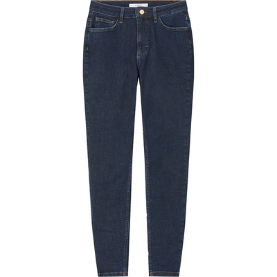 LK中高腰深蓝弹力紧身牛仔长裤