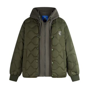 Navigare意大利小帆船宽松连帽羽绒服男女冬季新款假两件保暖外套