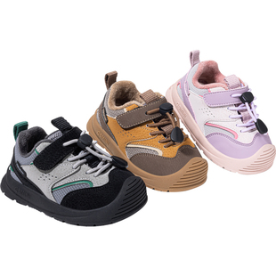 英贝米尼儿童运动鞋2025男童加绒保暖户外鞋女孩冬季软底防滑板鞋