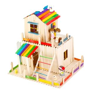 彩色雪糕棒手工制作材料冰棍棒幼儿园diy原木儿童创意益智模型