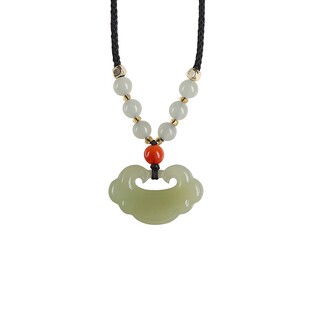 和田玉吊坠女男冰晴水如意锁项坠挂绳翡翠玉石原石挂件玉坠玉项链