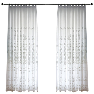 北欧风格纱帘白色窗纱绣花客厅窗帘2026年新款欧美式刺绣房间薄式