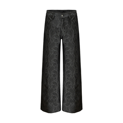 腰果花暗纹波西米亚风直筒休闲裤