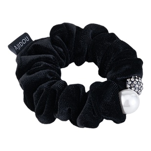 AJIDOU阿吉豆发绳简约风黑色女款折皱质感高级感皮筋头饰马尾发绳