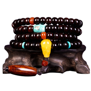 轻奢 高级紫油梨手串海南黄花梨108颗手链男女士佛珠文玩项链古风