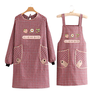 围裙罩衣女成全棉人做饭穿100布反穿衣棉布的纯棉布料新款年轻款