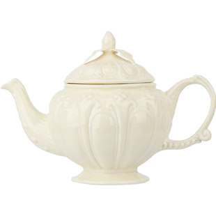 法式小众设计陶瓷茶壶米白色雕花复古高级感家居装饰品茶壶咖啡壶
