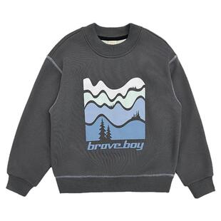 海妈家童装2025冬季新款男童奥粒绒加绒卫衣冬装圆领衣服套头衫潮