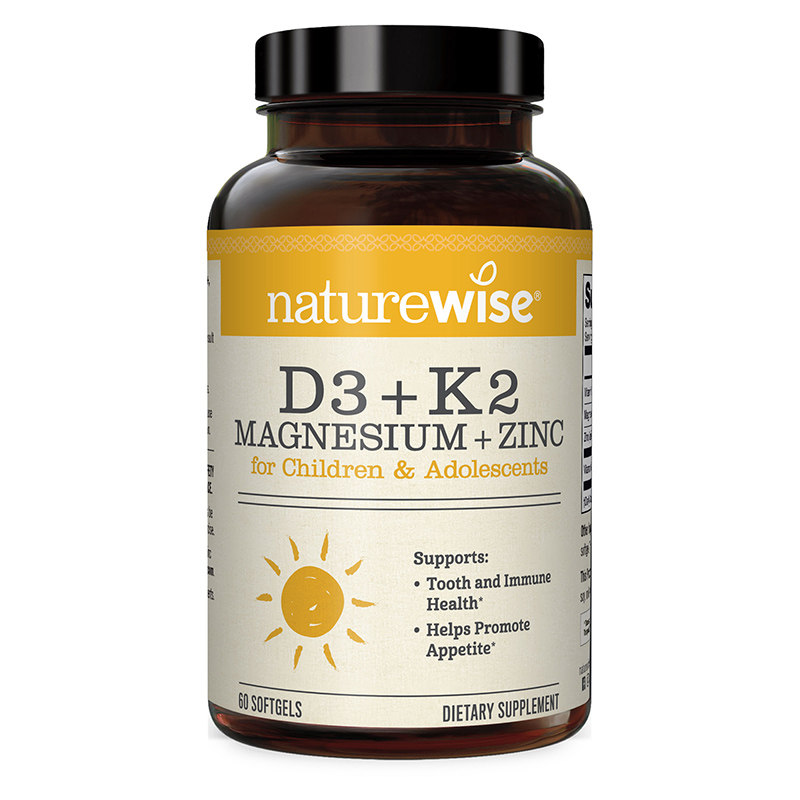 【新品】Naturewise阳光瓶D3K2镁锌1000iu维vd甘氨酸镁儿童青少年