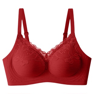 古今本命年红色内衣女聚拢小胸性感蕾丝胸罩收副乳防下垂无痕文胸