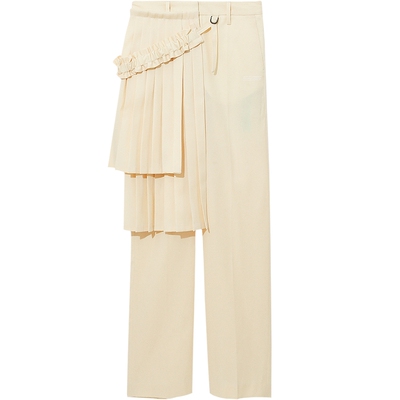 IT OFF-WHITE™女装直筒长裤褶饰拼接