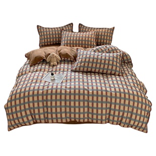 高端A类加厚全棉磨毛四件套纯棉床单被套三件套1.8床笠床上用品冬