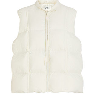 QS秸熙2025冬季新款纯色保暖无袖羽绒马甲蝴蝶结系带宽松马夹外套