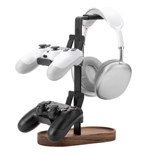 实木游戏手柄支架挂架ps5/xbox/switch通用原创高级胡桃木头戴式耳机支架二合一耳麦收纳展示架托