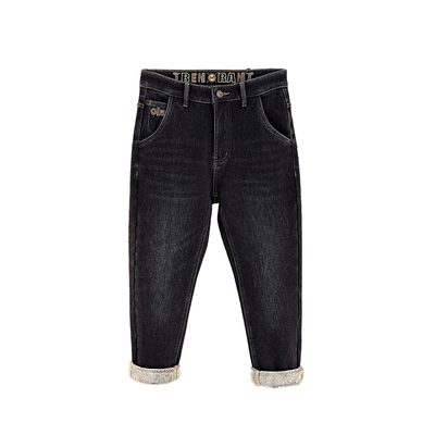 秋冬季加绒加厚男士牛仔裤保暖百搭直筒裤中高腰弹力长裤8837