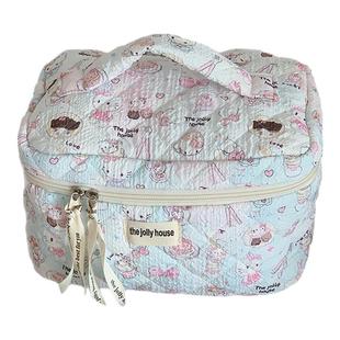 卡通甜品猫咪化妆包女便携式大容量收纳包轻便手提旅行外出化妆袋