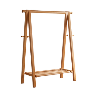 实木衣架落地樱桃木色衣帽架卧室可折叠晾衣架家用挂放衣服架子