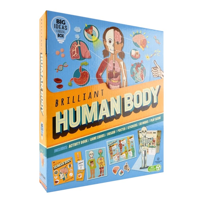 【自营】Brilliant Human Body 了不起的人体 儿童创意科普活动套盒 百科读物 科学启蒙 拼图海报贴纸活动书 英文原版进口图书