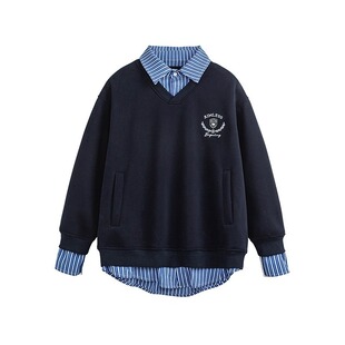 卫衣男生衣服高级感秋季痞帅假两件上衣宽松胖子加肥加大码300斤