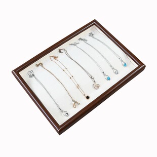 胡桃木色托盘首饰收纳盒戒指盒子轻奢看货盘格盘手串饰品展示托盘