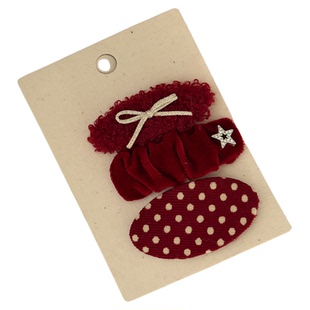 显白洋气红~原创设计红色波点蝴蝶结发夹边夹对夹一字夹发卡头饰