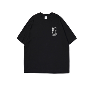 禧衫吉米巴勒特刺绣T恤重磅纯棉男女同款宽松短袖运动休闲服