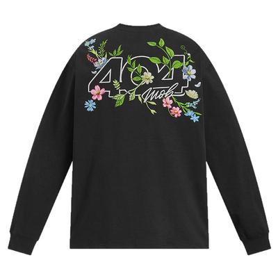 404MOB潮流重工花卉刺绣长袖T恤