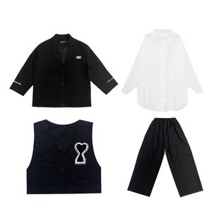 儿童街舞演出服痞帅男童黑西装外套女童日系休闲衬衫少儿表演套装