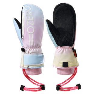 OZERO奥哲单板凯夫拉滑雪手套连指女男内置护腕防水专业雪地保暖