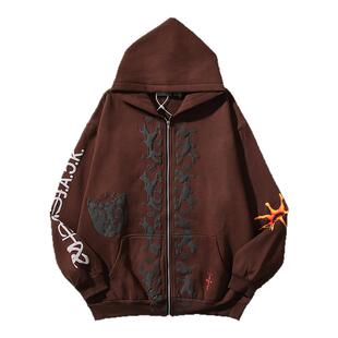 Travis Scott TS Reverse Dog Zip Hoodei小狗印花开衫连帽卫衣男