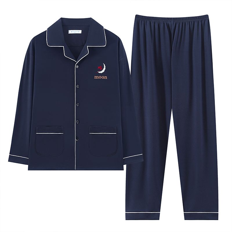 男士双面德绒睡衣男装中老年人秋冬薄款保暖家居服爸爸套装可外穿