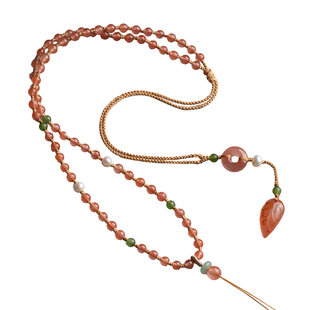 季屿南红玛瑙吊坠挂绳项链毛衣链吊坠绳挂脖全珠链玉佩玉坠项链绳