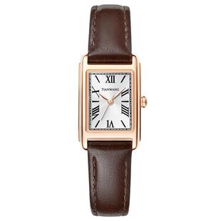 天王表复古小方表美拉德小棕表女士石英手表31354新年礼物