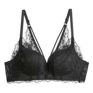 安芬文胸前扣式蕾丝内衣女聚拢无钢圈薄款小胸罩性感前开扣美背