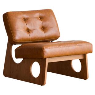 出乎生活西西里休闲椅樱桃木沙发椅设计师款中古小户型复古椅