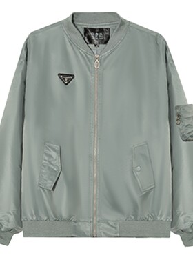 白鹿语休闲落肩袖棒球服外套