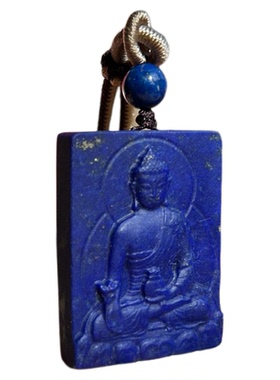 天然青金石原矿药师佛吊坠